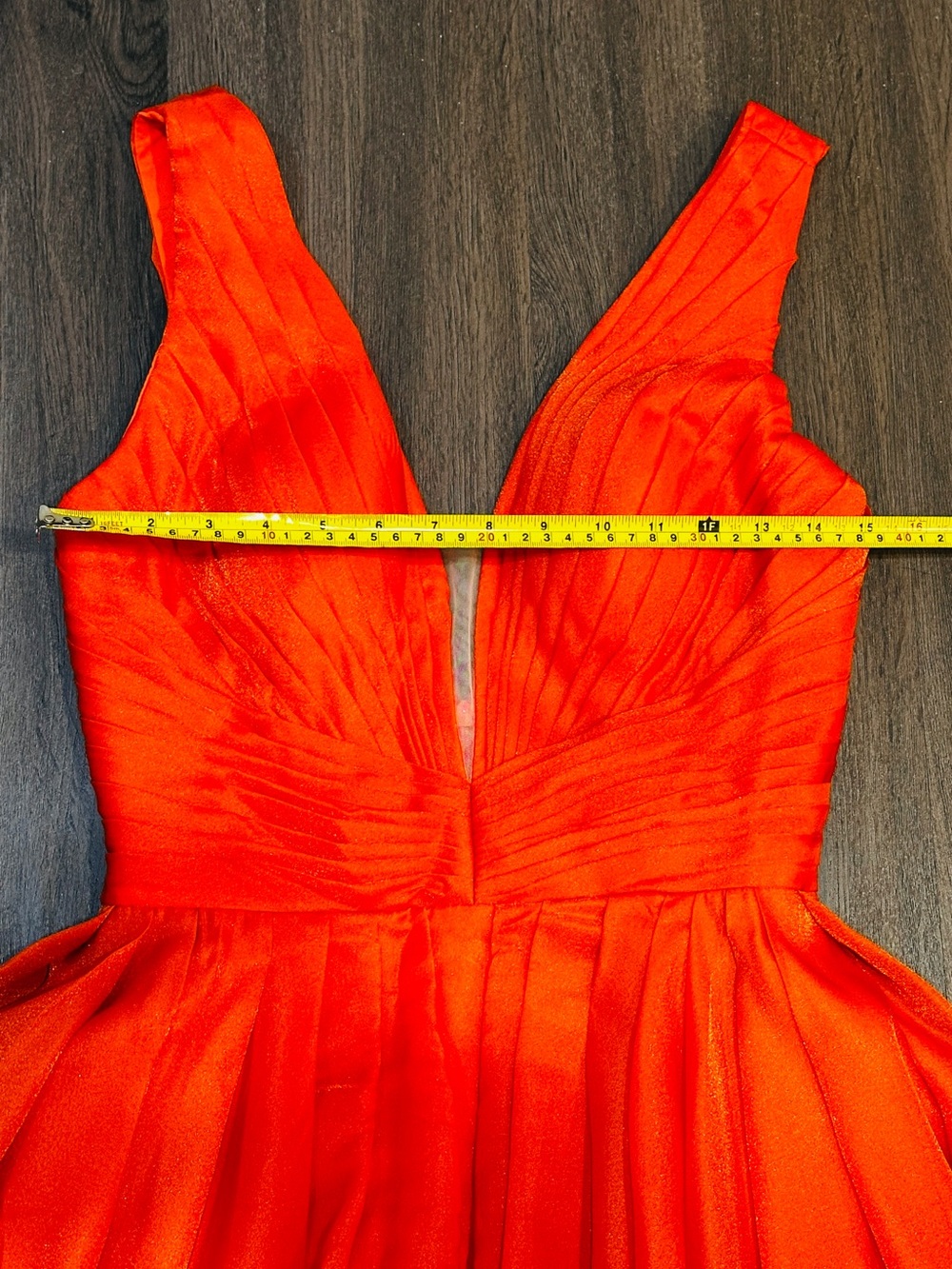 Orange Plunge Sheer V Formal Gown Size 6 Layered Tulle Evening Prom Dress - Picture 12 of 14